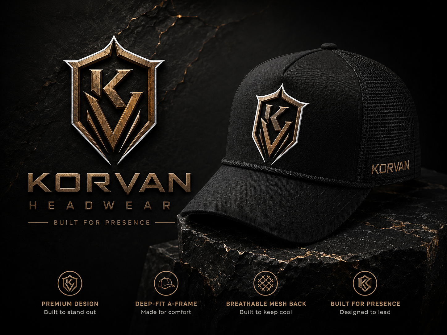 KORVAN Mesh-Back A-Frame Cap