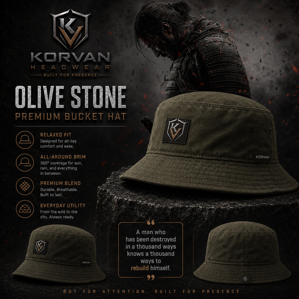 KORVAN Olive Stone Bucket Hat