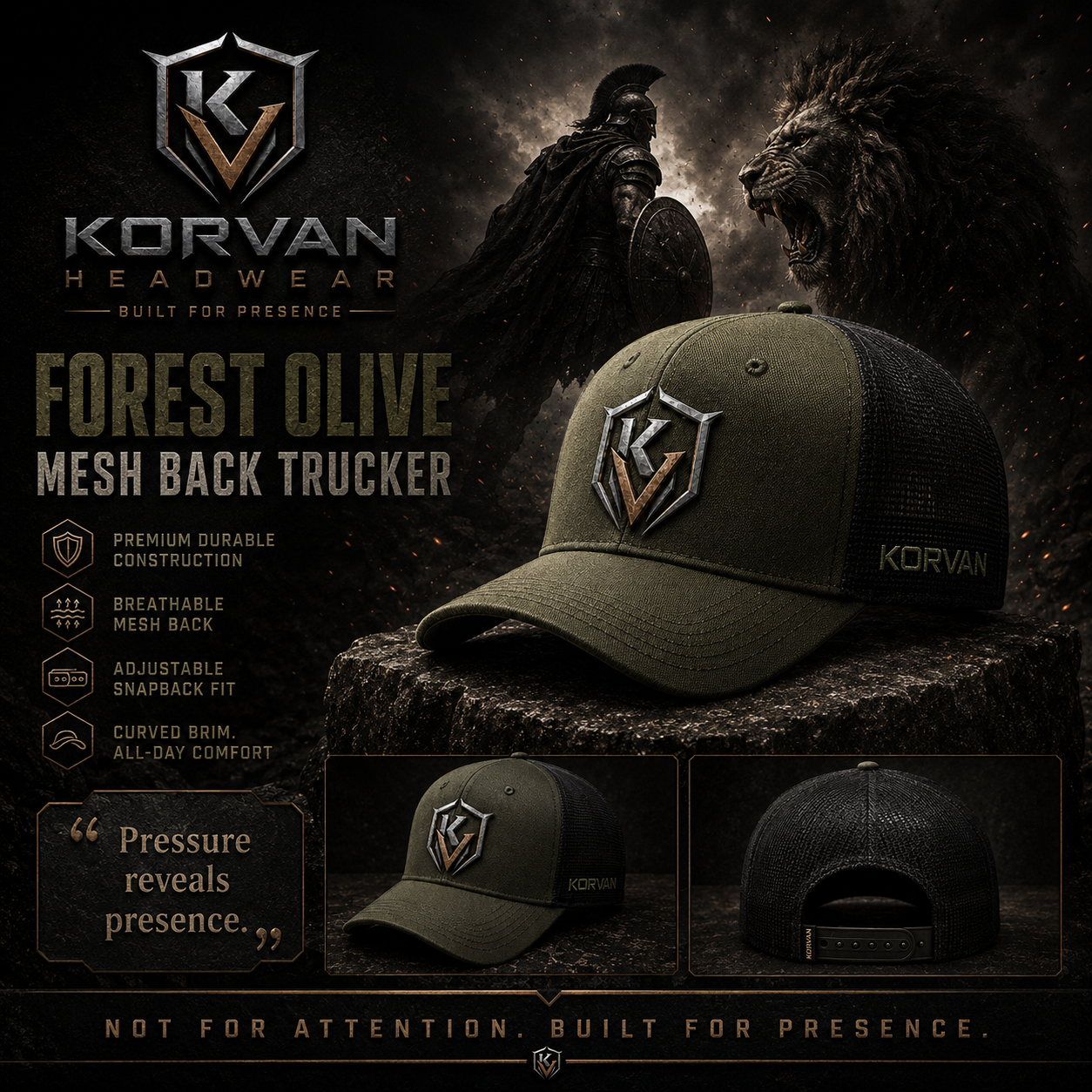 KORVAN Valor Trucker Olive/Black Cap