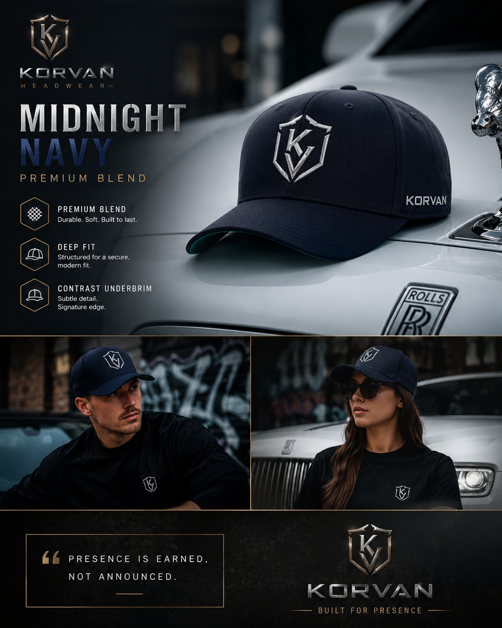 KORVAN Midnight Navy Performance Cap