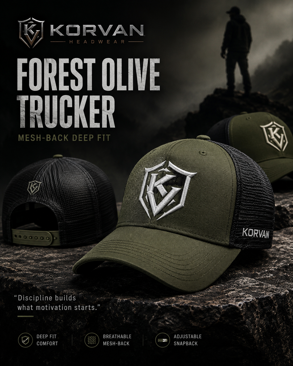 KORVAN Valor Trucker Olive/Black Cap