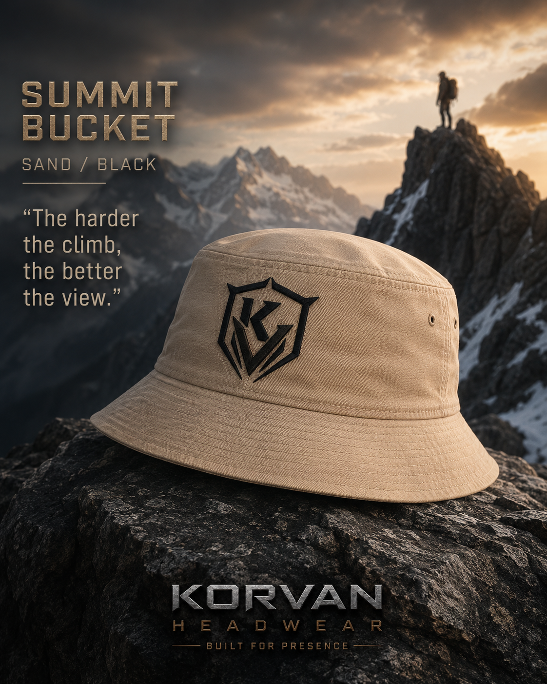KORVAN Summit Desert Tan Bucket Hat