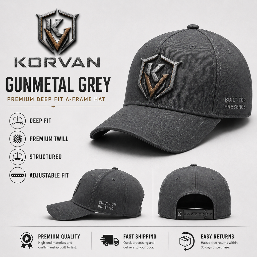 KORVAN Gunmetal Grey Mesh-Back Trucker Cap