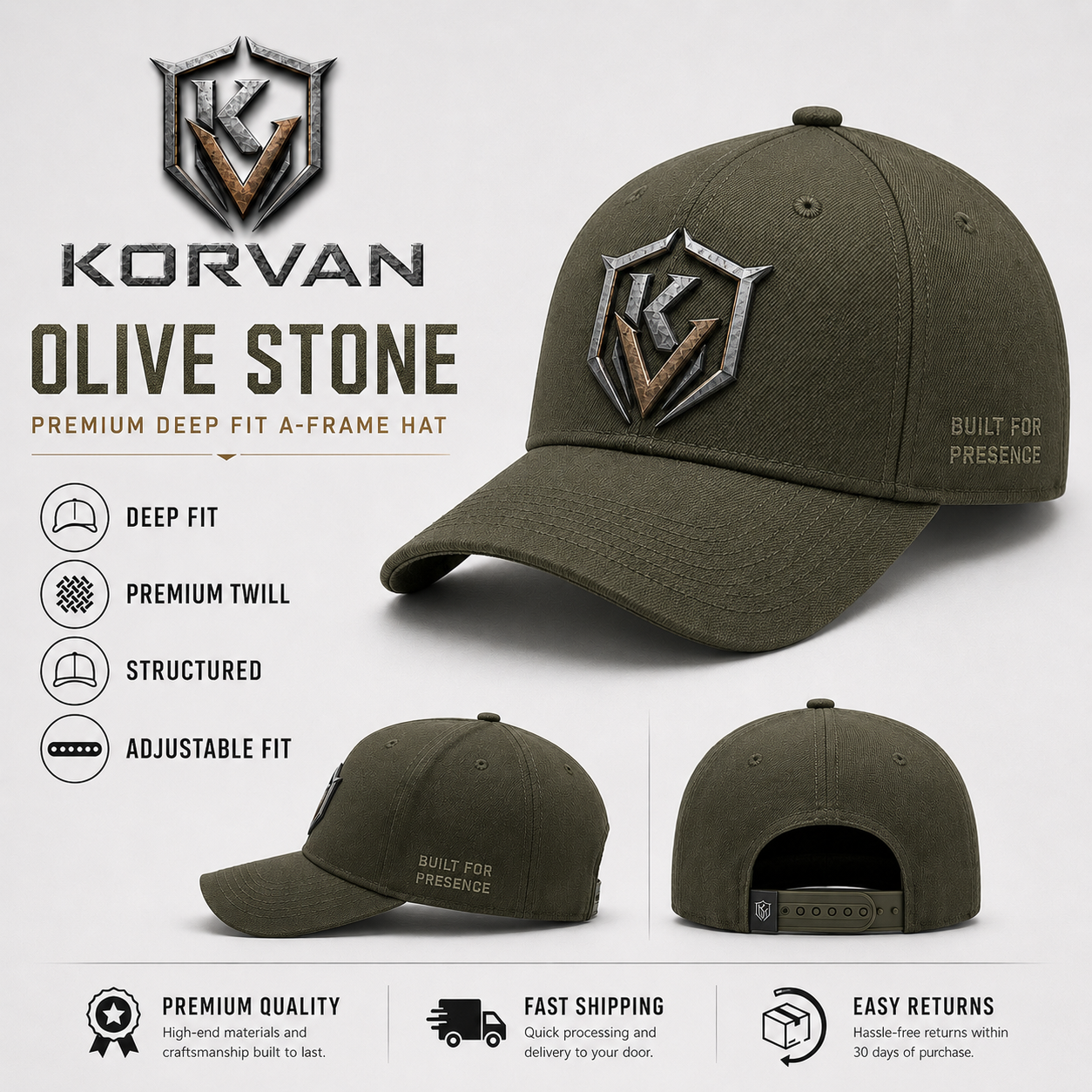 KORVAN Valor Trucker Olive/Black Cap
