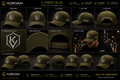 KORVAN Army Green Deep-Fit A-Frame Cap — product gallery showing hero, front, 45 degree, side, back, embroidery close-up, under brim, snapback detail, lifestyle and collection shots