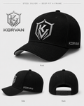 Black cap with Korvan logo on a white background